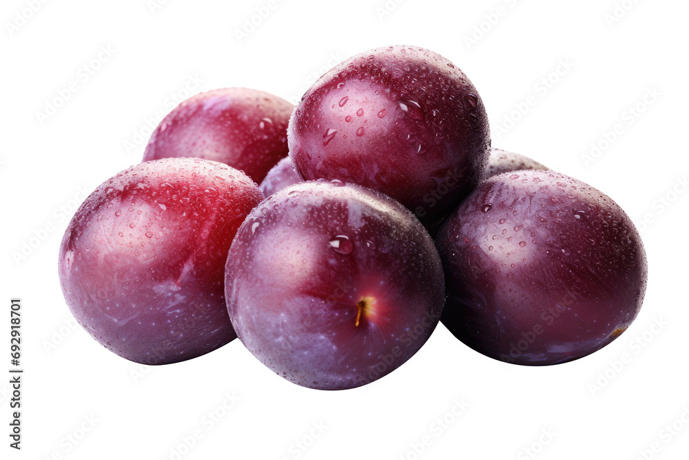 Fresh plum isolated on transparent background.
