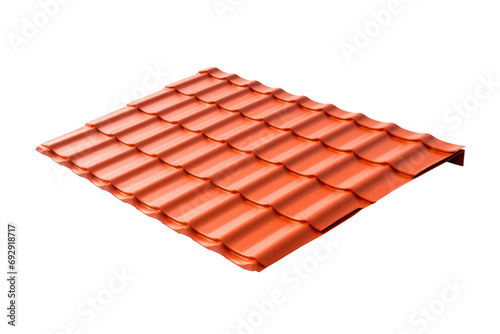 red slate tiles profile for the roof, isolated on transparent background, png file