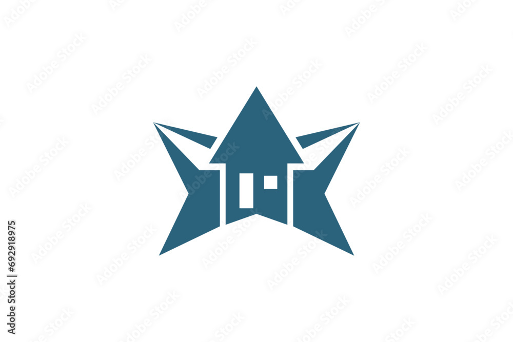 star logo design with house concept