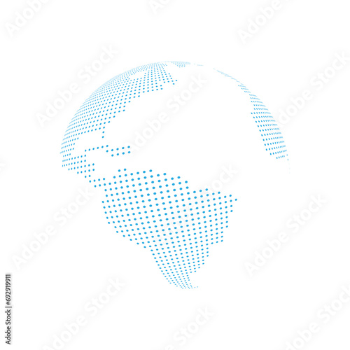 dotted globe world map vector background illustration