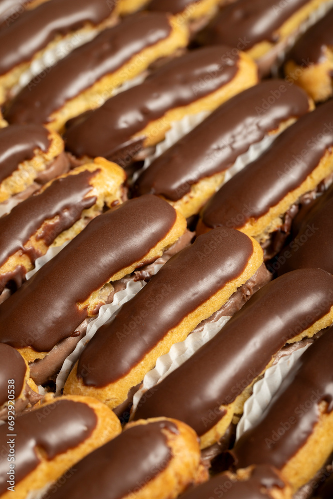 Eclair cake. Chocolate and cream eclair cake Eclair cake. Chocolate and cream eclair cake