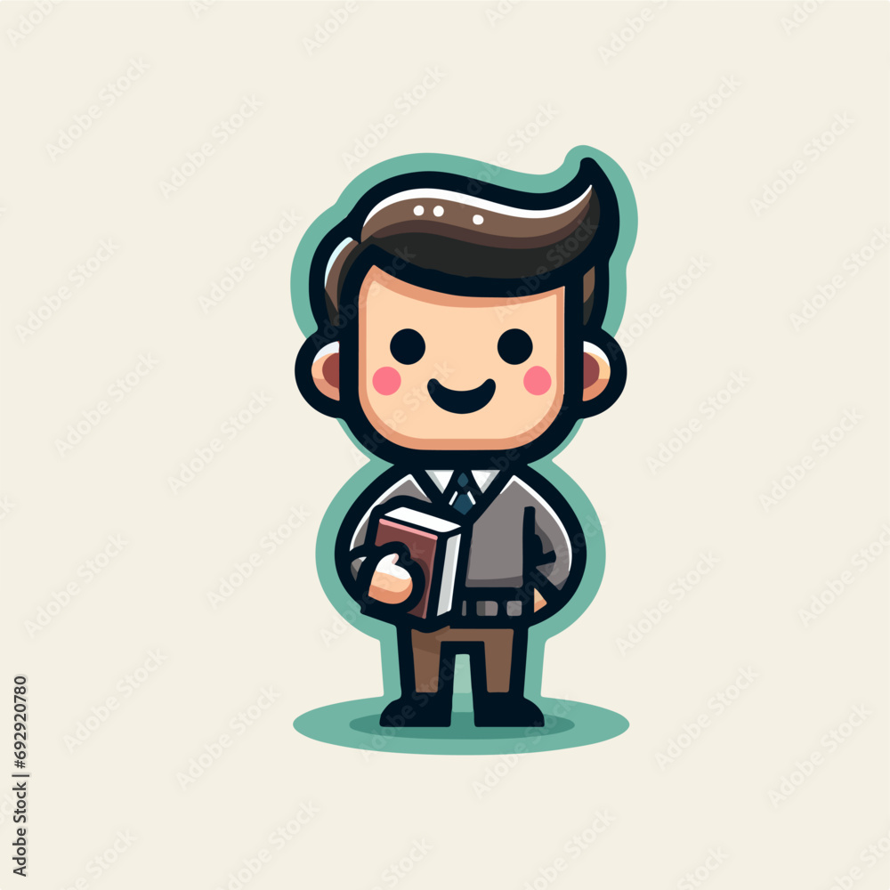illustration of a student boy carrying a book. vector design