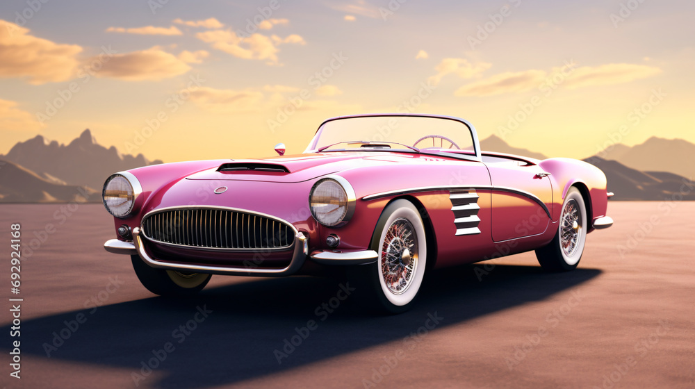 Powerful Pink an Gold Sports Roadster Coupe Car