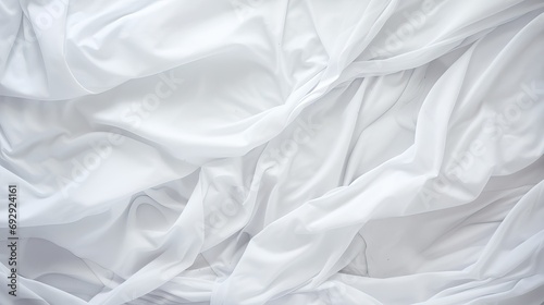 Cozy White Bedding Sheets and Pillows, Artfully Messy Bed Composition Using AI Technology