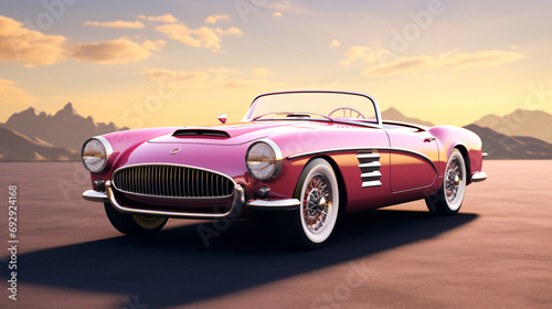 Powerful Pink an Gold Sports Roadster Coupe Car © Cybonix