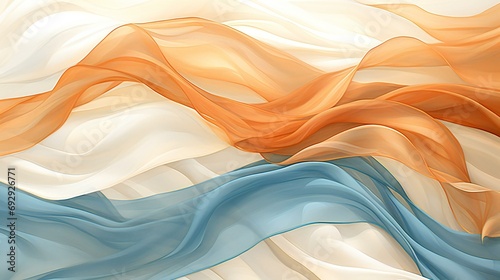 Abstract Waves of Serenity in Orange and Blue Hues