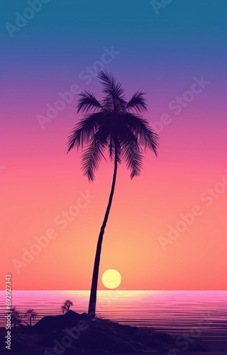 palm silhouette at sunset  background for instagram story  banner