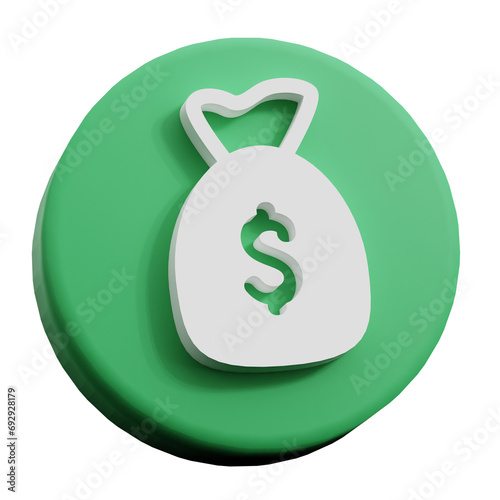 3d icon render of a money sack