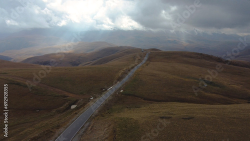 the road in the Caucasus mountains to the Jily-suu tract