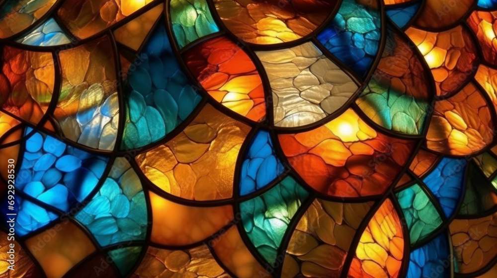 Stained glass window background with colorful Leaf and Flower abstract. Stained glass window background with colorful Leaf and Flower abstract.
