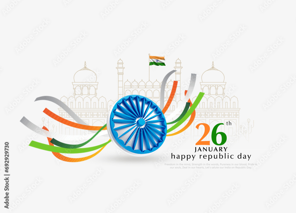 Banner design of happy Indian republic day template. - obrazy, fototapety, plakaty 
