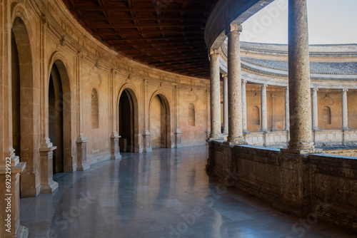 Inside the renaissance Palace of Charles V in Granada, southern Spain in the Alhambra complex photo