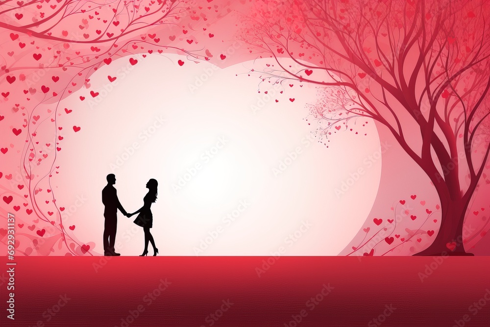 Shadow of the couple and empty space for adding text on Valentine's Day, generative ai. Shadow of the couple and empty space for adding text on Valentine's Day, generative ai.
