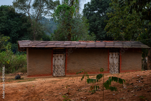 Beautiful traditional tribal bamboo cottage or hut at Kanger valley national park, Chattisgarh, India. photo
