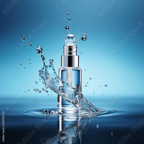3d render glass cosmetic bottle with dropper pipette