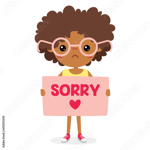 Cartoon Little Kid Saying Sorry