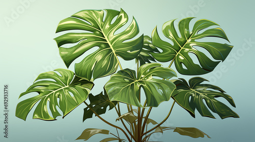 Monstera Deliciosa plant leaf  generative ai