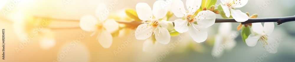 Obraz premium Branch of Blossoming Flowers in Light