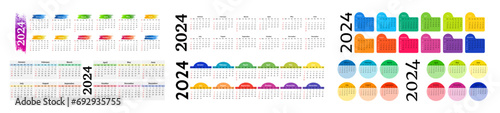 Calendar for 2024 isolated on a white background