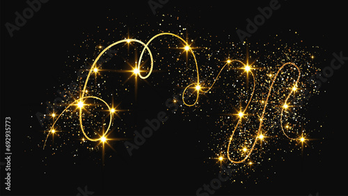 Gold glittering confetti wave and stardust