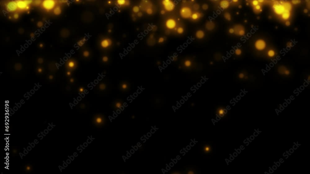 Animated gold particles on black background, Seamless Looping 4k. Animated gold particles on black background, Seamless Looping 4k.