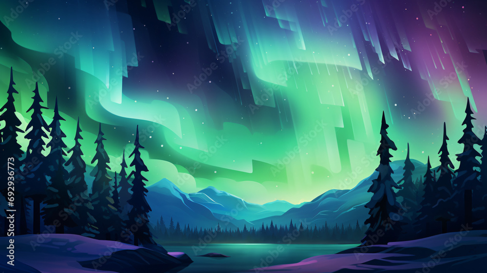 Aurora Borealis background northern lights