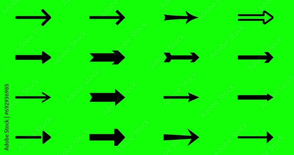 Loop animation various pointing arrow icons. Loop animation various pointing arrow icons.