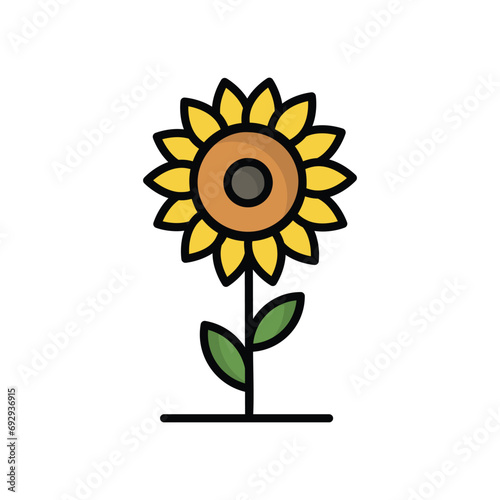 sunflower icon with white background vector stock illustration