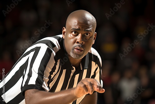 out time foul technical call making referee Black ref football basketball uniform active adult african american athletic attire attractive body career clothing concept expression fashion game goal photo