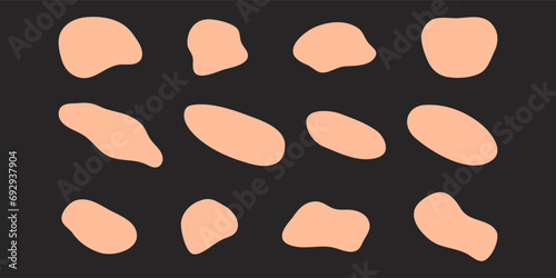flat design irregular shaped liquid drops, Set of isolated abstract aqua spots background for postcard design or flyer template abstract elements pantone peach fuzz