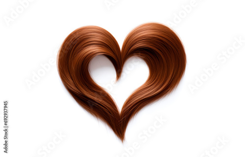 Brown hair in shape of heart isolated on a white background