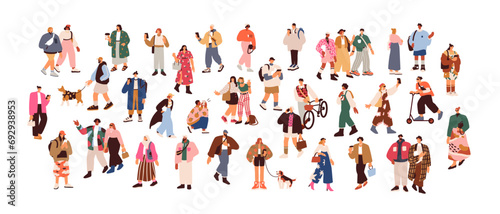 Young tiny people in fashion outfit. Modern men, women characters wear clothes in trendy style. Stylish male, female public, trendsetters crowd. Flat vector illustrations isolated on white background