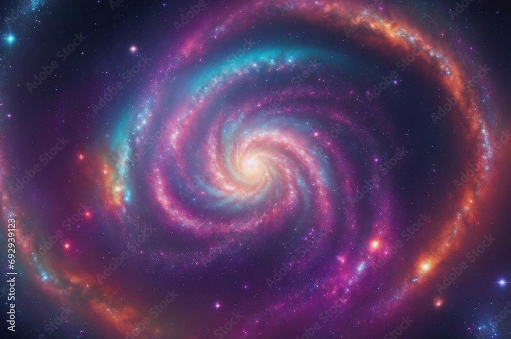 Dive into the mesmerizing spiral galaxy; a vibrant dance of stars and colors that ignites the cosmic wonder within us.