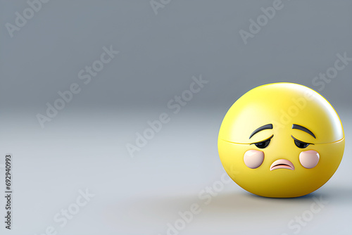 Yellow 3d ball with sad expression imoji. Generative AI