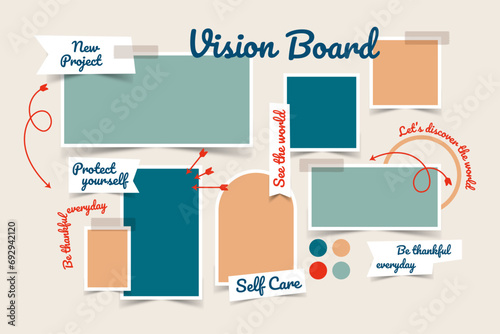 Vector photo collage template moodboard pictures grids vector illustration