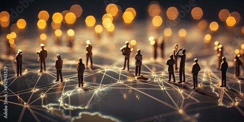 Connecting paths. Futuristic into corporate network. Digital city of business diverse group of individuals embark on journey of connectivity. Silhouettes innovation and web of opportunities photo