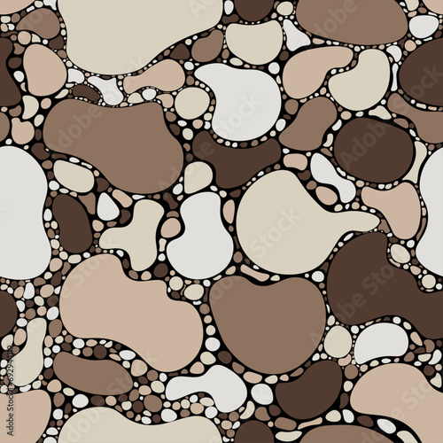  abstract liquid-shaped elements, organic shapes, multicolor, rock seamless pattern, craeam color