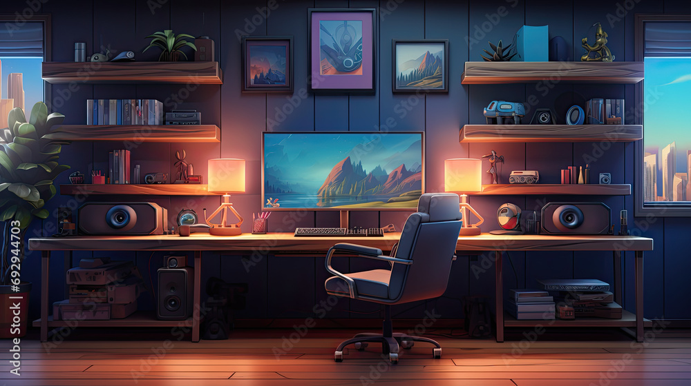 Gaming Room With Anime Design Stock Photo Adobe Stock