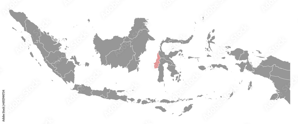 West Sulawesi province map, administrative division of Indonesia. Vector illustration.