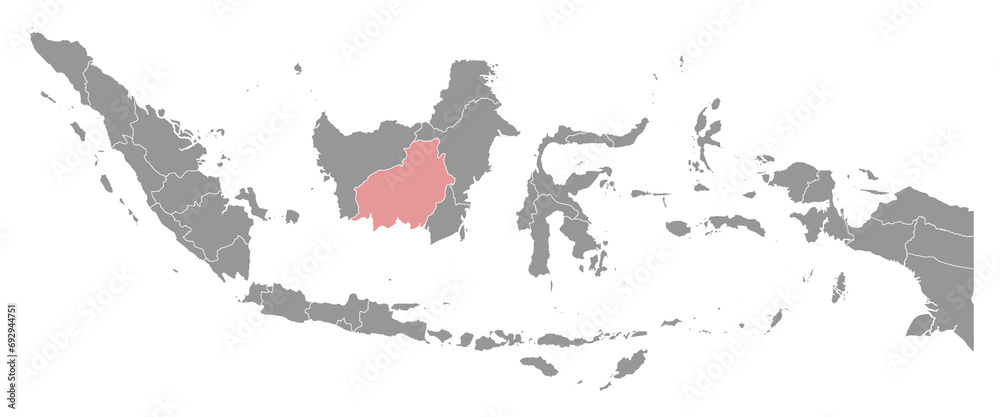 Obraz premium Central Kalimantan province map, administrative division of Indonesia. Vector illustration.