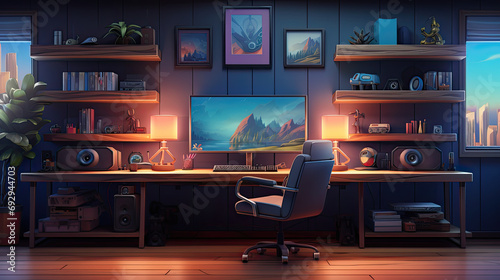 Gaming room with anime design photo