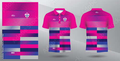 blue and pink sublimation polo sport jersey design photo