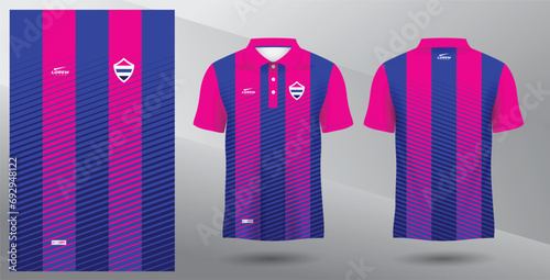 blue and pink sublimation polo sport jersey design