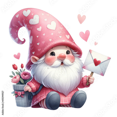 Happy Valentine s day gnome watercolor valentine cute gnome clipart