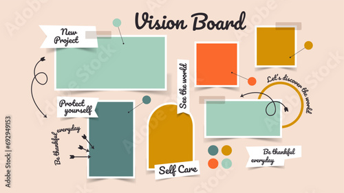 Vector photo collage template moodboard pictures grids vector illustration