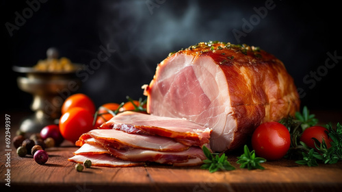 Delicious sweet grilled ham photo