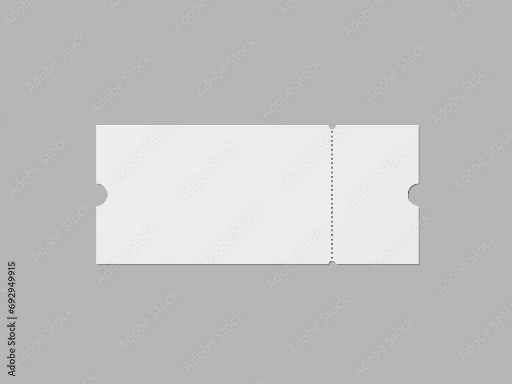 White Blank Front View Ticket Coupon Mockup 3D Rendered White Blank Front View Ticket Coupon Mockup 3D Rendered