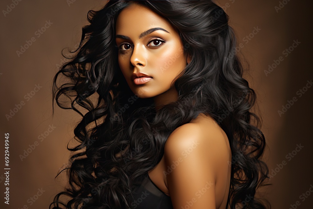 hair curly black long woman beautiful beauty brunette latin face fashion model people portrait sexy 20s adult attractive background body brown care indian portuguese clean closeup cute elegance eye