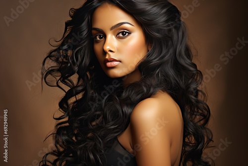 hair curly black long woman beautiful beauty brunette latin face fashion model people portrait sexy 20s adult attractive background body brown care indian portuguese clean closeup cute elegance eye