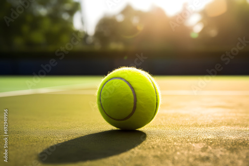 Athletic Sports Action - Tennis Ball on Court - Generative AI © Martin Lang